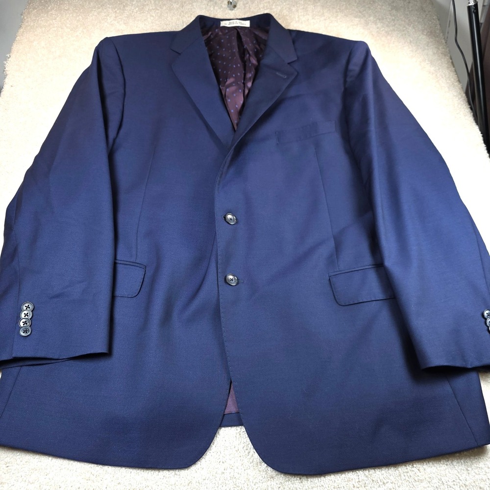 Joseph Abboud Blazer Jacket Mens 48R/45R Blue Wool Lined Super 120s Notch Lapel